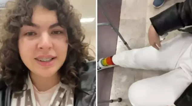 The university student, in tears, recounted how she was not allowed on the plane due to her operated leg.
