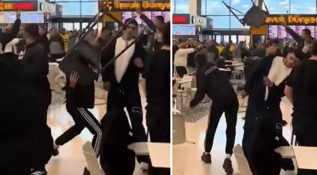 The mall was in chaos, chairs were flying in the air.