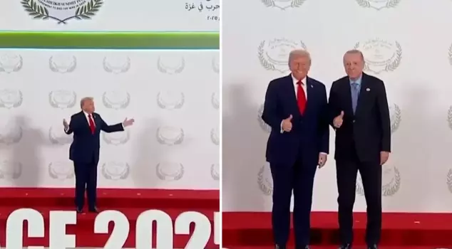 The Gaza summit is starting in Egypt! Erdoğan is standing next to Trump in a family photo.