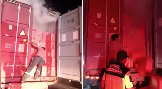 The moving truck caught fire: He tried to save the pasta by throwing it out of the trailer.