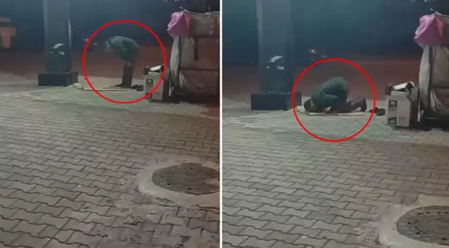 The paper collector who was praying has been recorded, and there is a backlash against his comment.