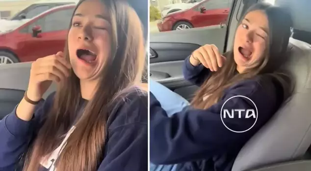 The young woman's mouth suddenly started to slip! There is only one reason for that.