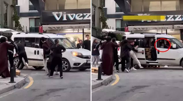 They brutally attacked the car, which contained a child.