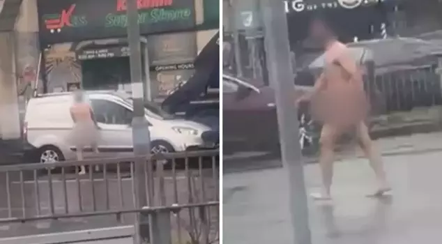 The naked man attacking cars paralyzed traffic.