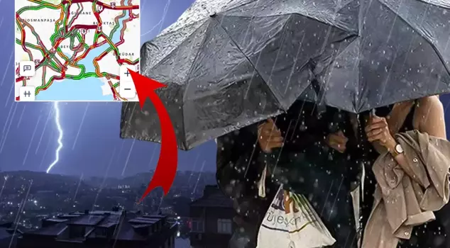 Rain has started in Istanbul, traffic is paralyzed! The map has turned red.