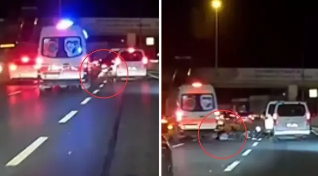 Moments of horror! He was hit by a car and thrown aside, then an ambulance ran over him.