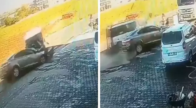 She was caught in the middle of the accident with her baby and was saved at the last moment.