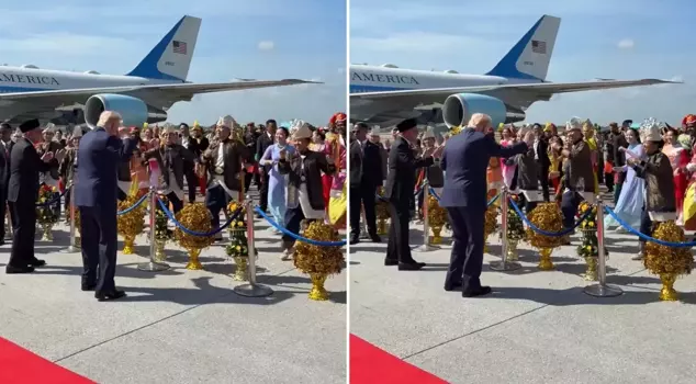 Trump started dancing as soon as he got off the plane in Malaysia.