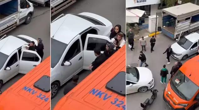 Look at the thug! He dragged the woman he was persistently following by her hair and attacked her.