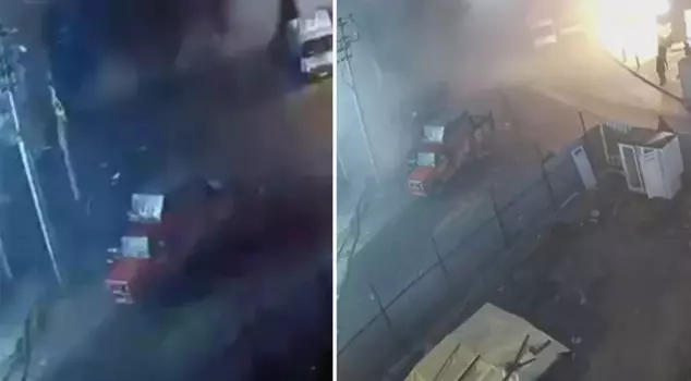 The moment of the collapse of a 7-story building in Gebze captured by a security camera.