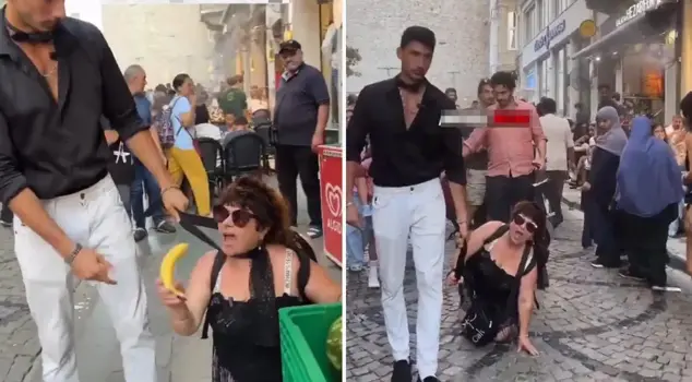 A woman was walked around the streets with a leash! The expressions he used are also scandalous.