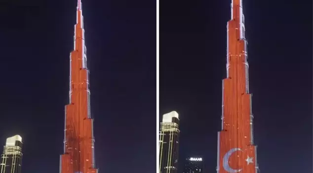 The world's tallest skyscraper was illuminated with the Turkish flag.