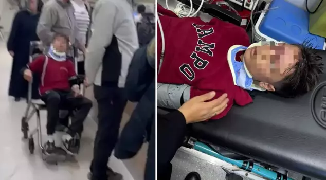 Crowd at the stairs after school in Erzurum: 23 students injured.