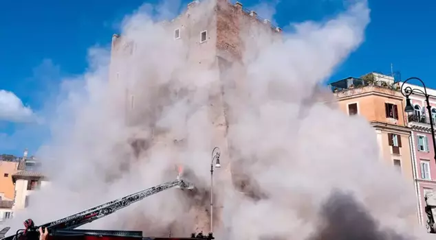 It had stood for 800 years! The historic tower that was undergoing restoration has collapsed.