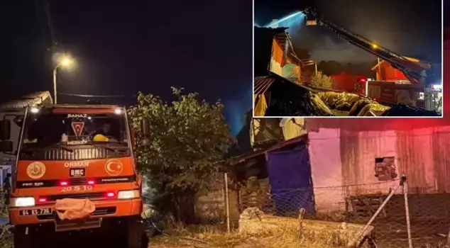 The wooden house was struck by lightning!