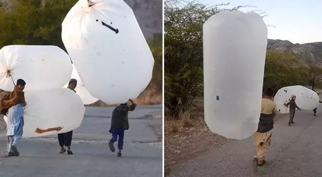 Desperation makes people do strange things! They fill plastic bags and use them in their homes.