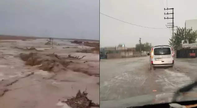 Flood in Mardin! Houses and agricultural lands are submerged.