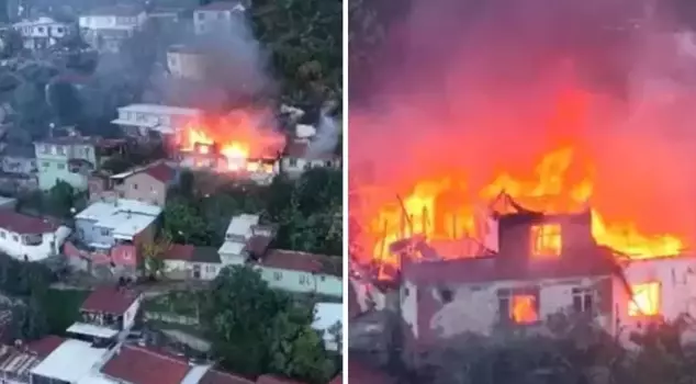 Houses turned into fireballs! The frightening fire was captured by a drone like this.