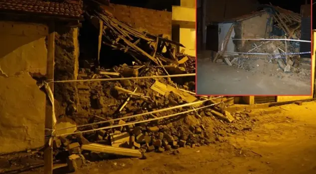 A derelict building collapsed in Balıkesir.