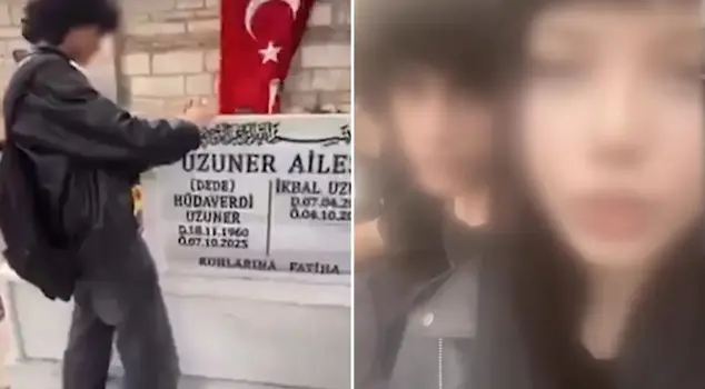 The images that caused an uproar at the grave of the murdered İkbal Uzuner.