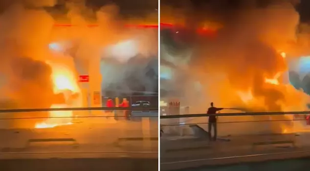 A vehicle crashed into a gas station in Çekmeköy, narrowly avoiding a disaster.