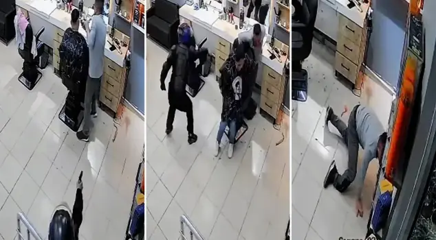 He entered the shop and opened fire on the barber! Moments of terror captured on camera.