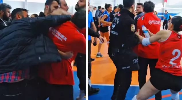No one cared! Punch attack during the women's volleyball match.