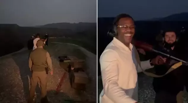 An MMA fighter heading to Chechnya was made to shoot with an RPG.