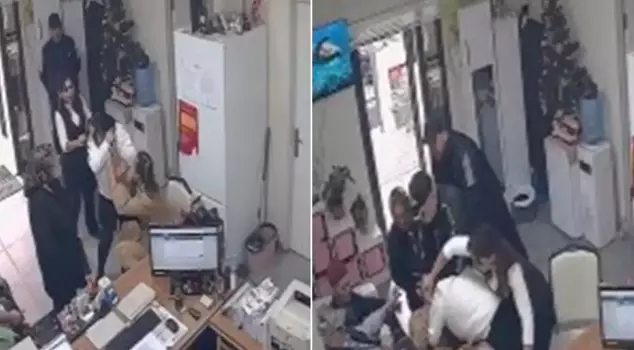 A fierce fight between the muhtar and a citizen captured on camera.