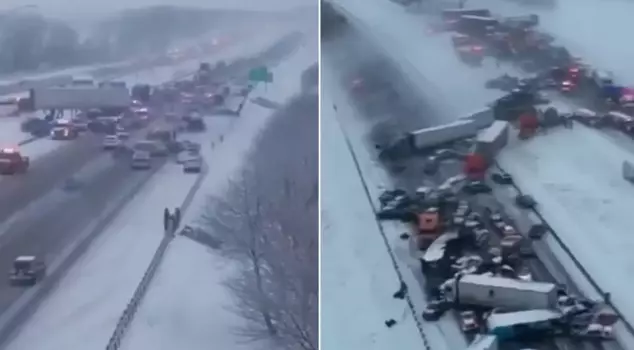 Accident locks down the state of Indiana in the USA! 50 vehicles collided with each other.