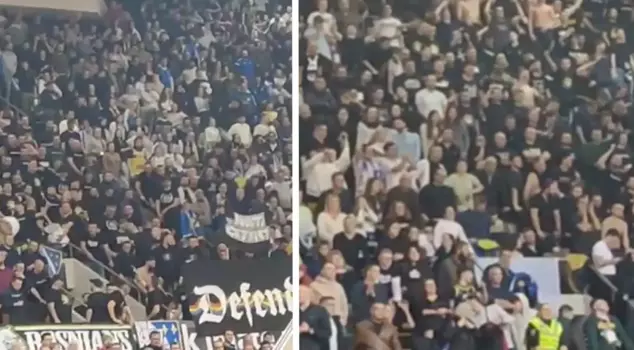 Bosnian fans' banner protest against the President of Serbia.