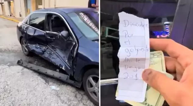 The video of the man who turned the car into scrap and left 20 dollars became viral.