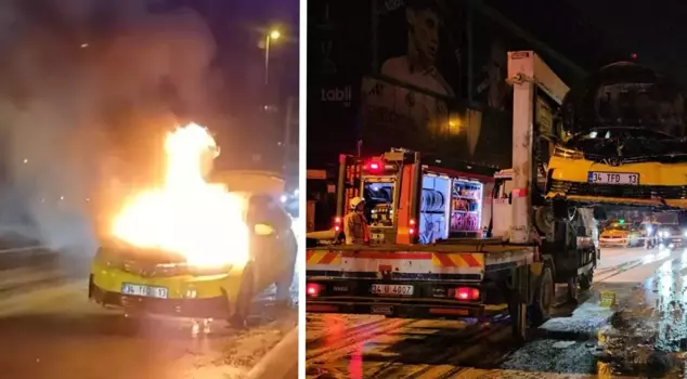 A taxi caught fire while in motion in Beyoğlu: the passengers escaped at the last moment.