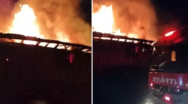 A wooden house burned down in flames in Kastamonu.