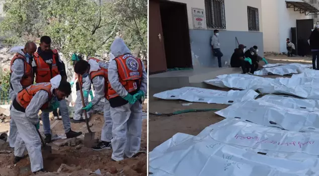 تُستخرج الجثث المدفونة في غزة من القبور لتحديد الهوية.