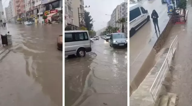 Due to the heavy rain in Mardin, the streets and avenues have turned into a lake.