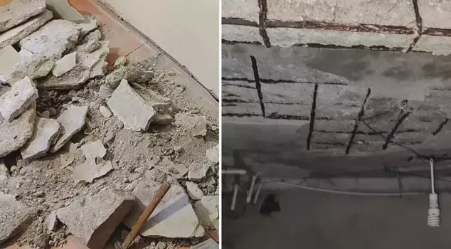 В Фатихе на первом этаже четырехэтажного здания произошло обрушение.