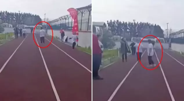 The actions of the special child approaching the finish line in the running race warmed hearts.