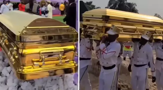 He buried his 104-year-old mother in a golden coffin.