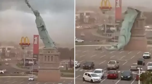Storm horror in Brazil: 24-meter-tall statue of liberty toppled.