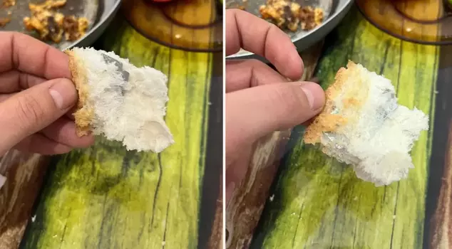 He was shocked when he saw what came out of the bread.