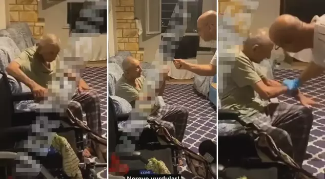 He put on gloves and beat the old man! Heart-wrenching images from the nursing home.