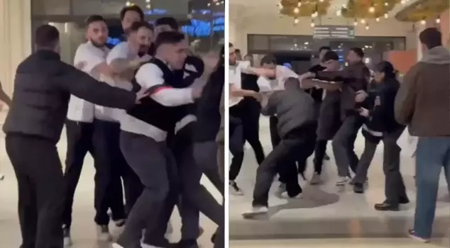 The reason is unknown! They got into a fight in the middle of the shopping mall.