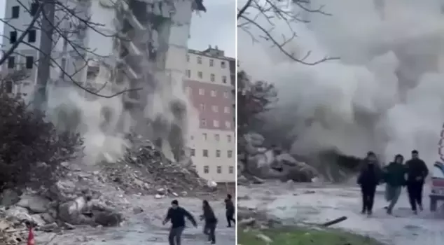 The 10-story building was demolished in a 