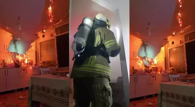 في الحريق، انهار السقف، ونجت فرق الإطفاء من الموت... تلك اللحظات تم تسجيلها بالكاميرا.