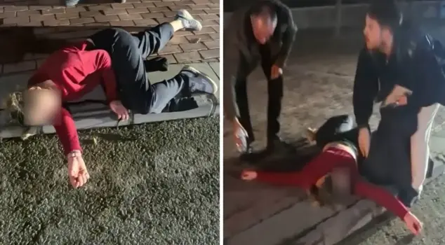 Он лег на тротуар и закричал, а увидев полицию, попытался сбежать.