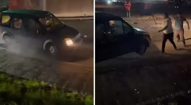 The angry driver caused chaos.