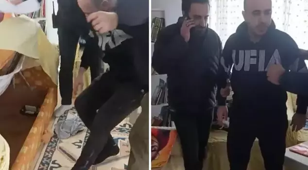 Aydın'da firari hükümlü, kanepenin altında saklanırken yakalandı. 

ترجمة: تم القبض على محكوم هارب في أيدين أثناء اختبائه تحت الأريكة.