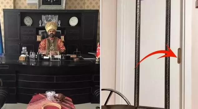 The election is going like this: the head of the room posing in the sultan's attire in the office.