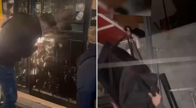 The police broke down the door and entered; they tried to escape from the roof.